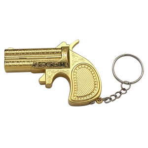 Mini Pistol Windproof Blue Flame Key Ring Lighter Gold Plated Smoking Cigarette Lighter