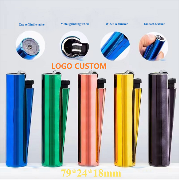 Metal Lighters Custom Logo Flint Lighter Encendedor Metal Grinding Wheel Refillable Cigarette Lighter