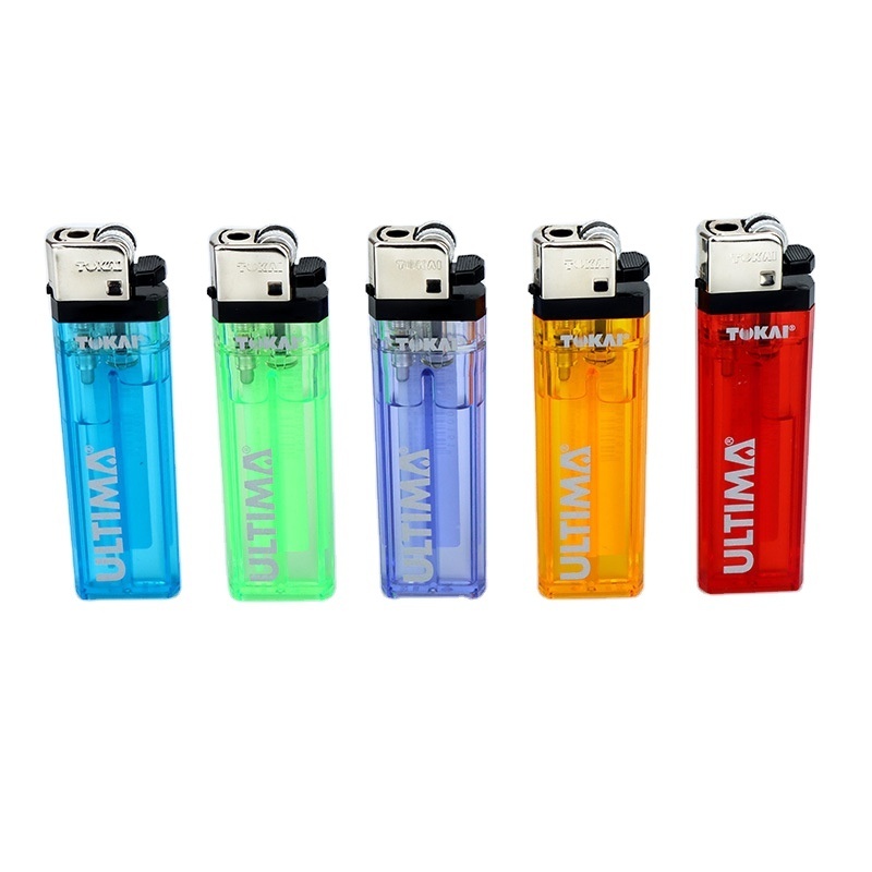 Retro transparent and solid colors lighter gas flint disposable lighters