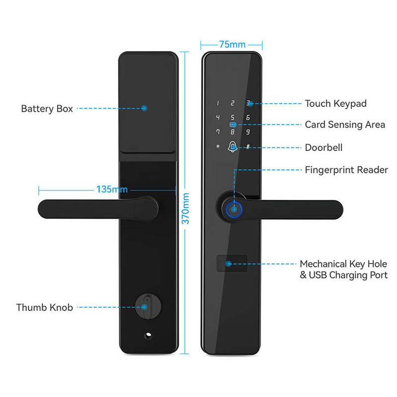 Zigbee App Tuya TTlock Smart Wifi Fingerprint Door Lock Intelligent Digital Lock for Smart Home