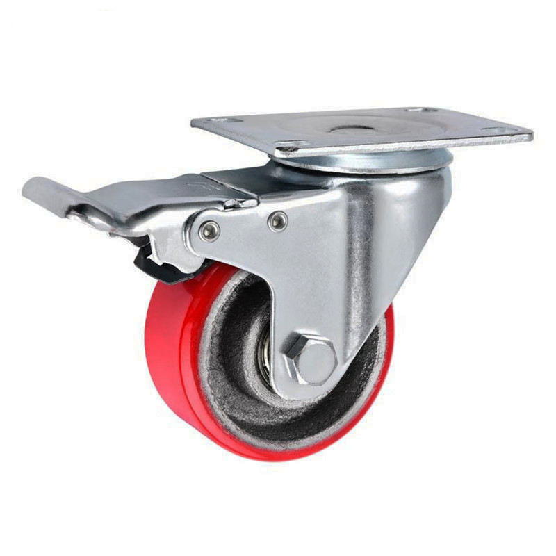 5 Inch Caster Wheel for Furniture PU Casters Wheel Roller Brake Swivel Caster Wheels