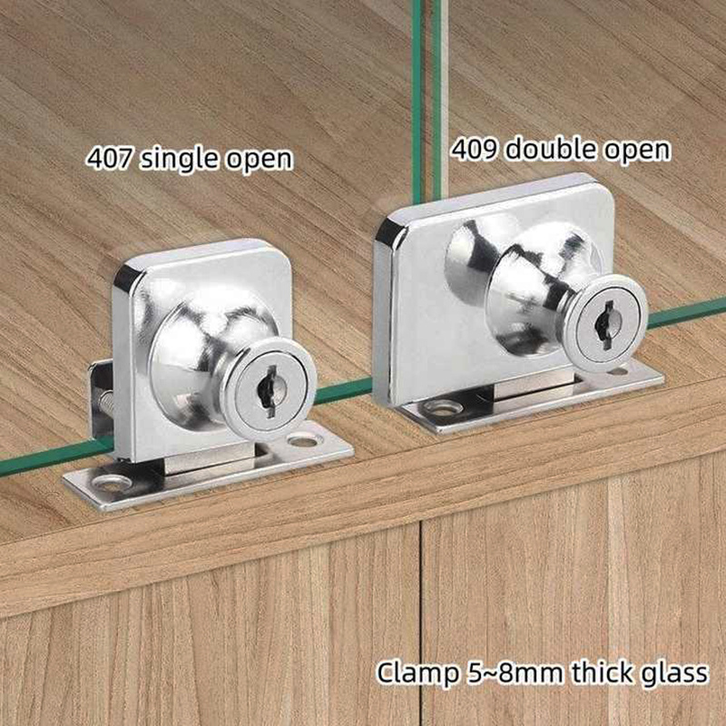 Manufacturer Zinc Alloy Security Glass Sliding Door Lock with Key Wardrobe Cabinet Lock for Glass Door