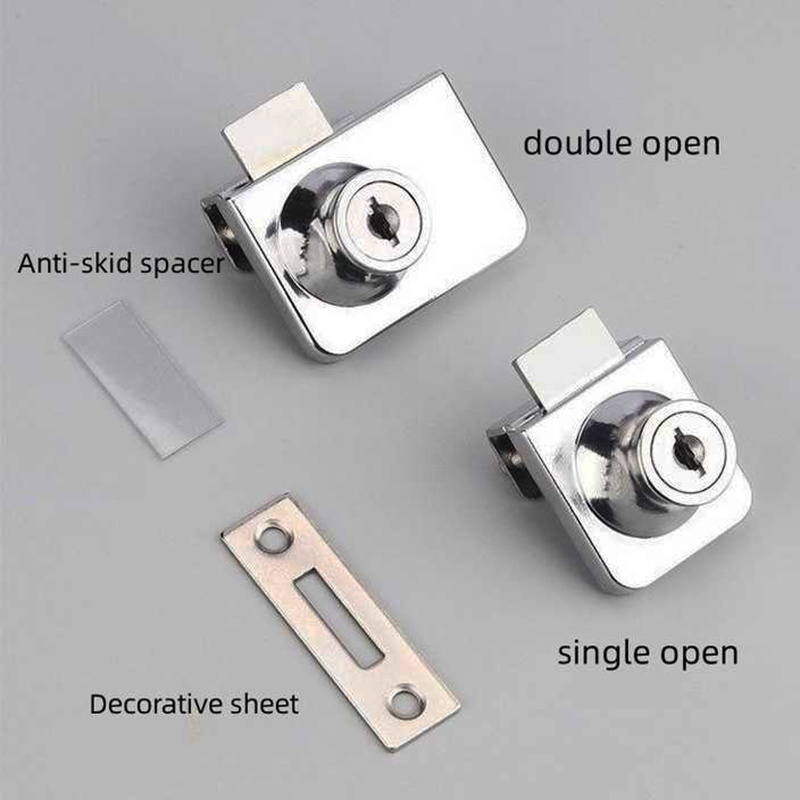 Manufacturer Zinc Alloy Security Glass Sliding Door Lock with Key Wardrobe Cabinet Lock for Glass Door