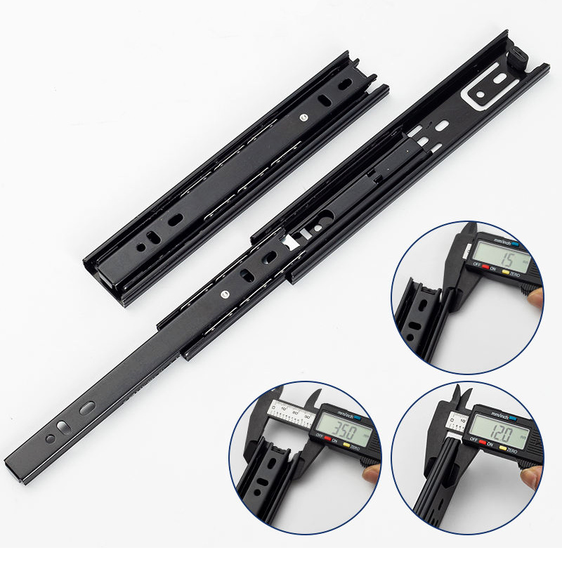 Stainless Steel 3 Fold Heavy Duty Telescopic Channel Drawer Slide Rail Cabinet Ball Bearing Slides