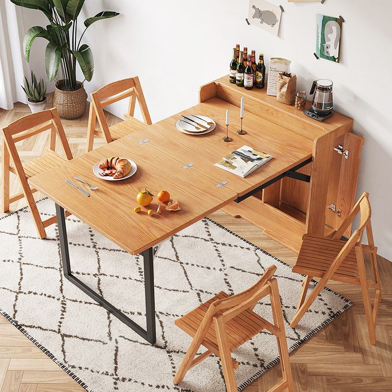 Furniture Folding Dining Table Set Wooden Extendable Dining Table Foldable Dining Table with Chairs