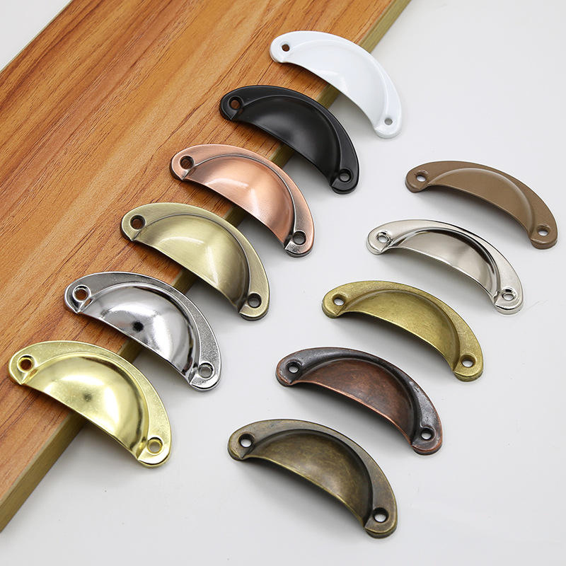 Wholesale Half Round Moon Brass Pulls Smooth Handle Shell Cup Pull Handles Shell Drawer Pulls