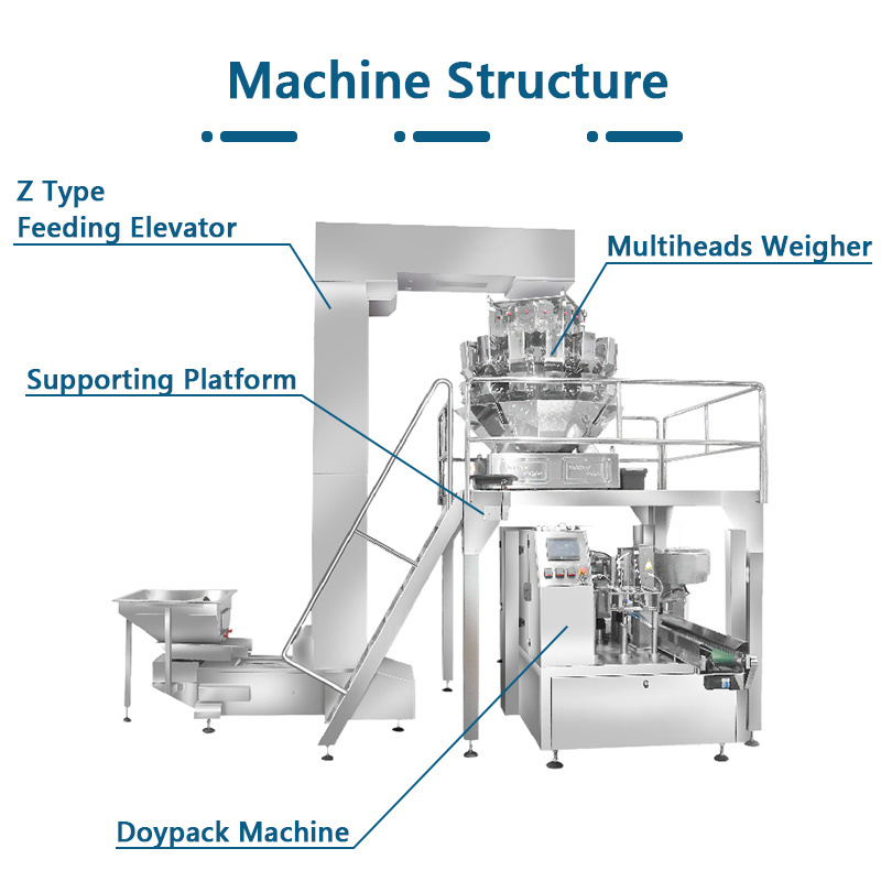 premade pouch filling sealing machine fertilizer pellet sunflower seed bean grain packing machine weighing packaging machine