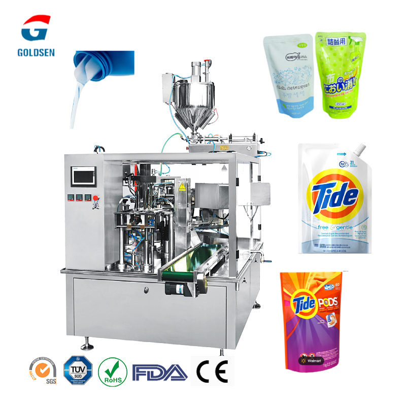 Laundry Detergent Liquid Filling Sealing Pouch Packaging Machines Liquid soap Spout Premade Bag rotary Doypack Packing Machine