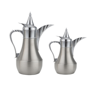 2024 Hot Arabic Style Coffee Pot 304 Stainless Steel Double Wall Coffee Teapot Hotel Special Dallah Arabic Pot