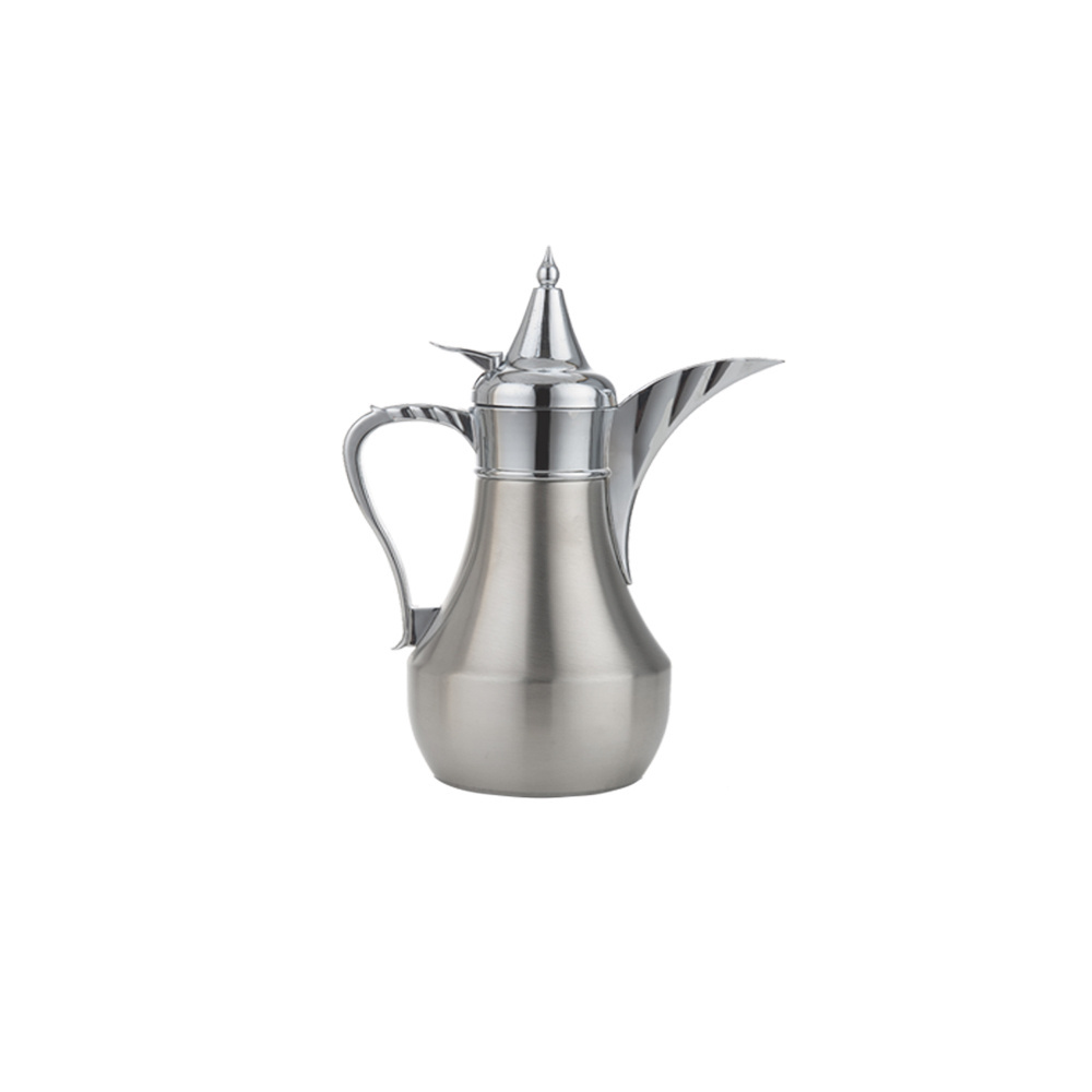 2024 Hot Arabic Style Coffee Pot 304 Stainless Steel Double Wall Coffee Teapot Hotel Special Dallah Arabic Pot