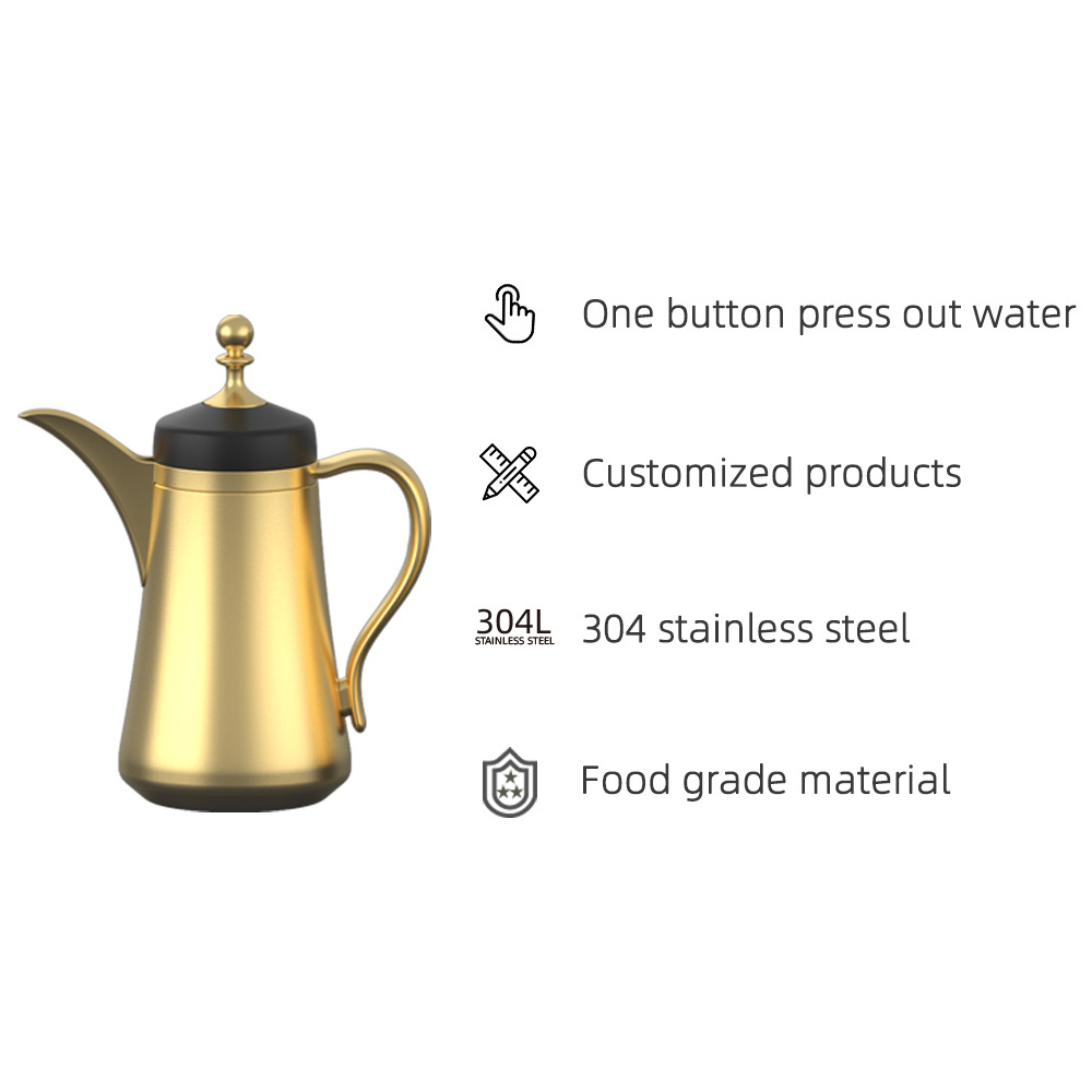 Dallah Arabic Coffee Pot New Popular Arabic Style Hot Tea Water Thermos Kettle Vacuum Flask