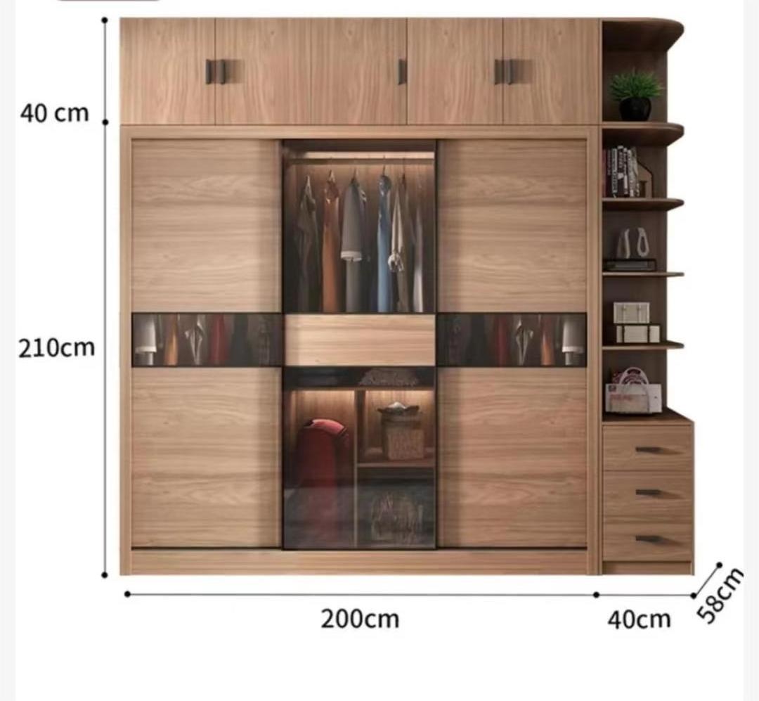 Modern luxury open door floor to ceiling wardrobe modern solid wood and leather closets modular walk in bedroom wardrobe