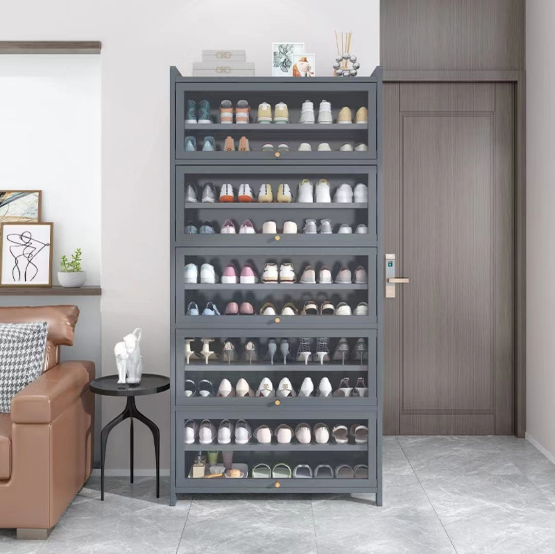 MDF plate shoe rocks, modern living room furniture. Glass display cabinets, multi-story storage space