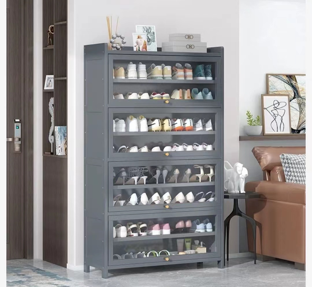 MDF plate shoe rocks, modern living room furniture. Glass display cabinets, multi-story storage space