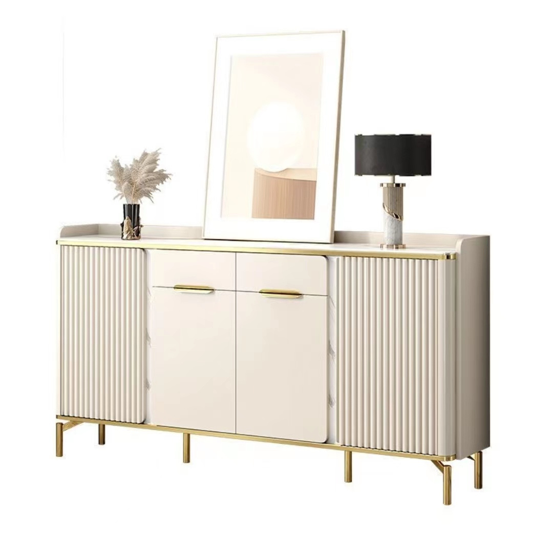 Light luxury Italian shoe cabinet, large storage space, smooth track, marble table and stainless steel base