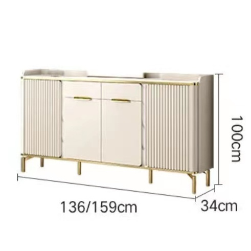 Light luxury Italian shoe cabinet, large storage space, smooth track, marble table and stainless steel base