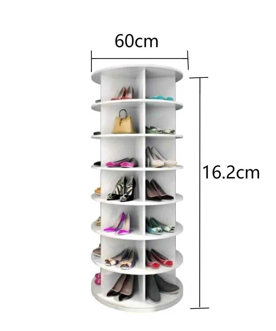 360-degree rotation 7 floors high Large 360 rotating shoe rack radius Living room furniture PVC Material Shoe Racks