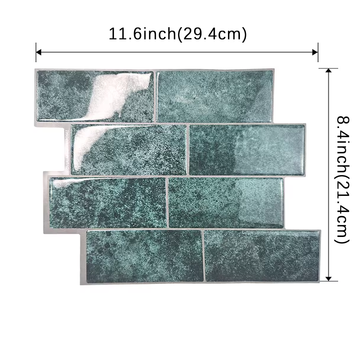 Peel and Stick Backsplash Green Subway Tiles 3D Self-Adhesive Kitchen Backsplash Tiles Stick on Tiles Brick