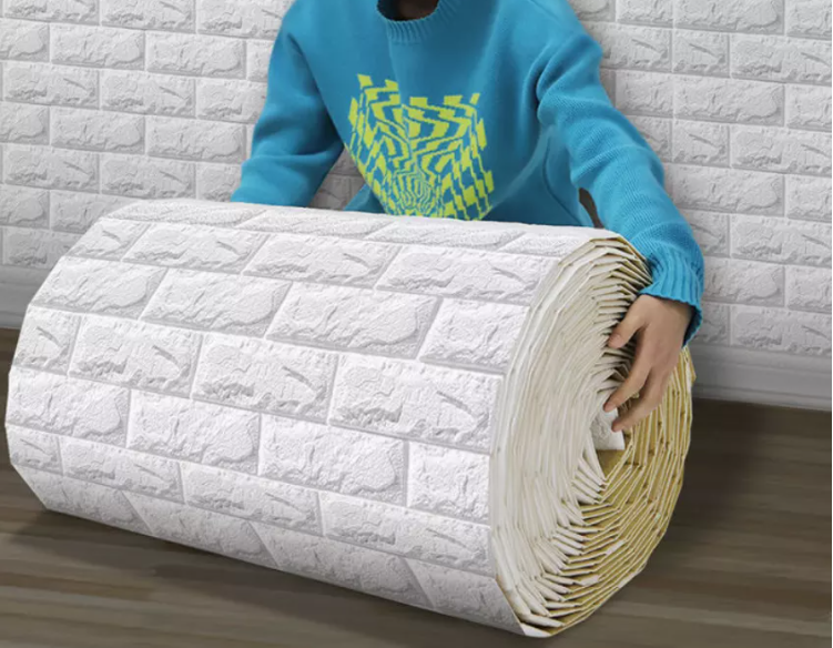 Roll packing long size self adhesive 3d brick wallpaper from home decoration in wall