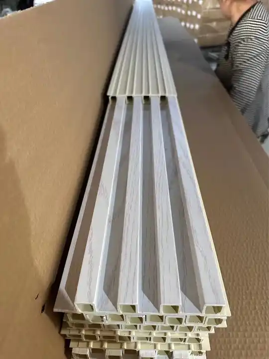 Decorative WPC PVC  fluted wood alternatives Interior & Exterior WPC Wall Covering Plastic Cladding  Wood Wall Panels