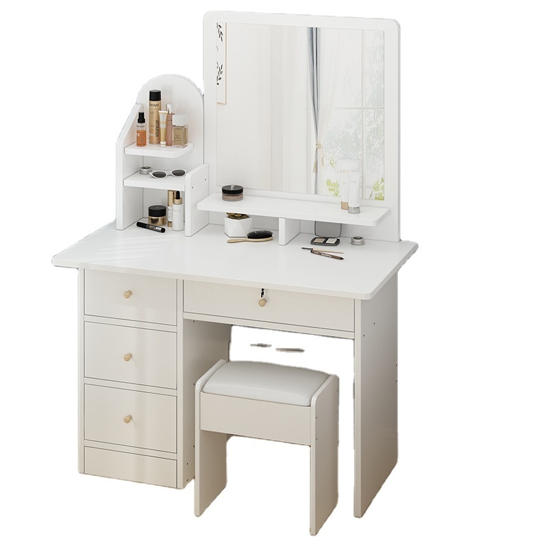 Dressing Table with mirrors Wooden With Storage shelves Modern White Set Makeup