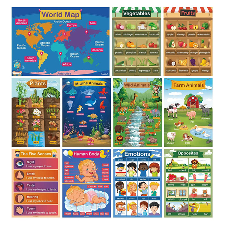 16.5*15 Inch Early Learning Chart Classroom Decorations For Toddlers And Children Preschool Posters