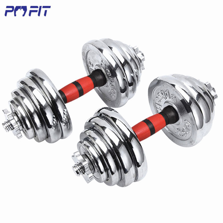 Adjustable weight electroplated 20kg 30kg 40kg dummble set dumbbells barbell long bar dumbbell