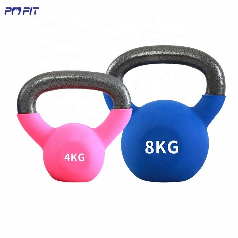 Gym fitness strength training dumbbell kettlebell bodybuilding cast iron vinyl neoprene kettle bell set for weightlifting