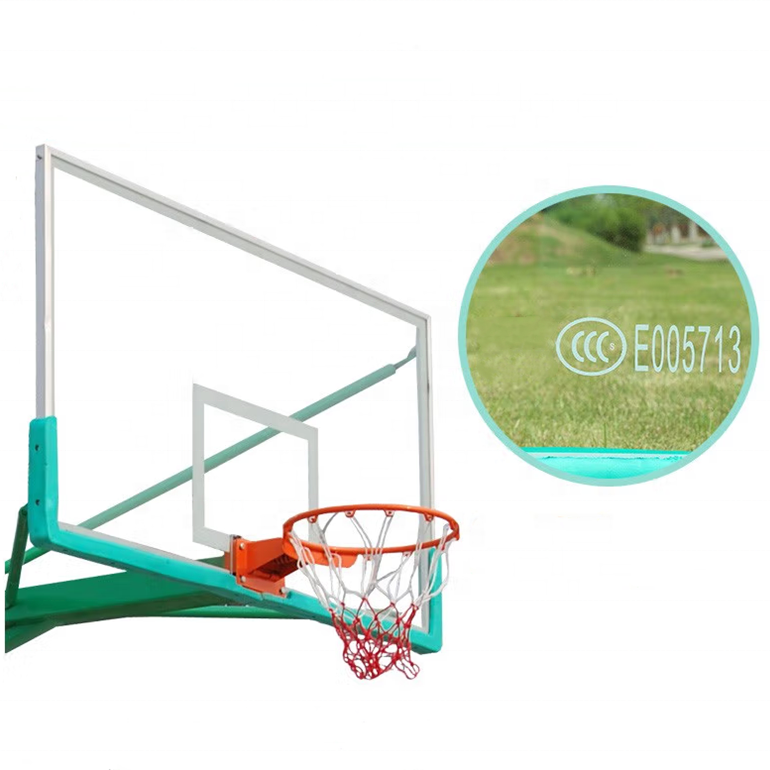 FIBA standard 12mm tempered glass basketball hoop backboard 72 inch fiberglass basketball rim set and back board