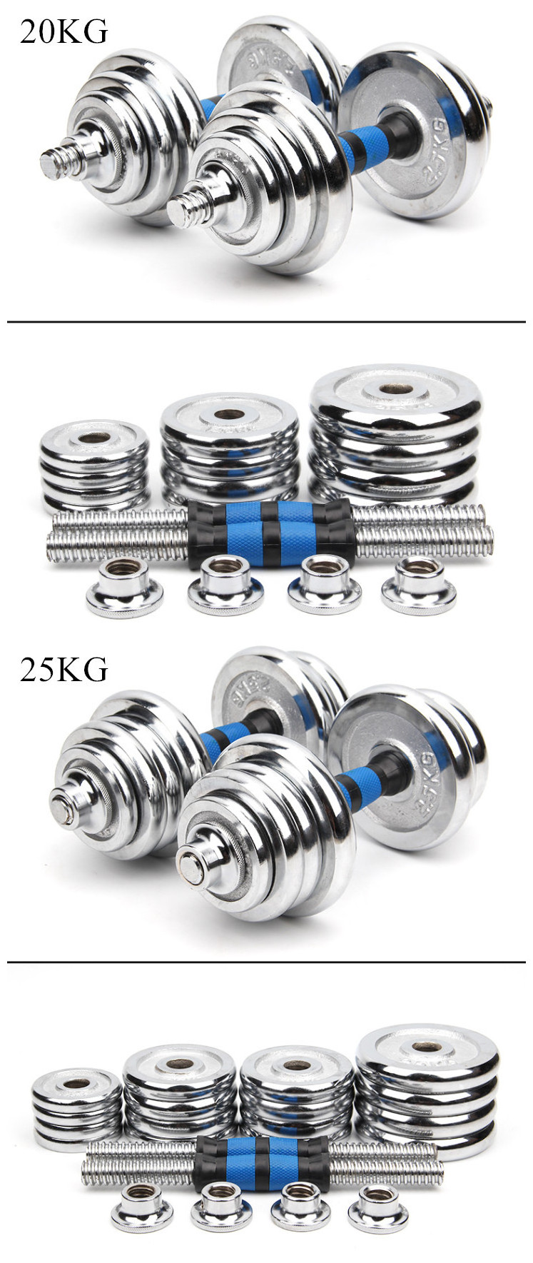 Adjustable dumbbell Kit De Mancuernas Pesas Con Barra Discos Ejercicio Gym 20kg 30kg pesas