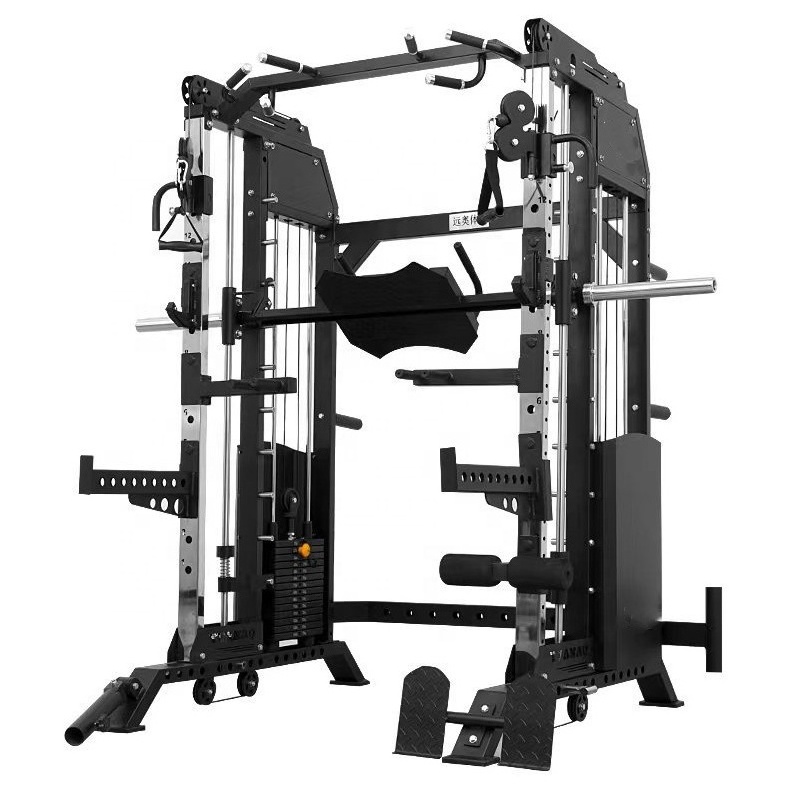 Gym fitness smith machine multi functional trainer cable machine power rack cage bench press chest press gym squat rack