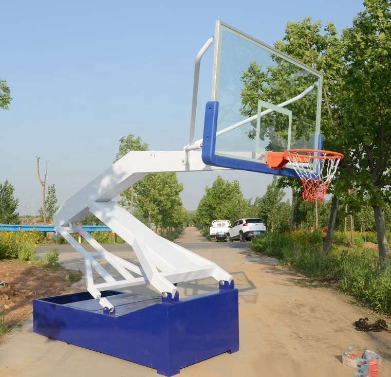 Custom indoor height adjustable basketball post stand foldable manual hydraulic professional used basketball hoops for sale