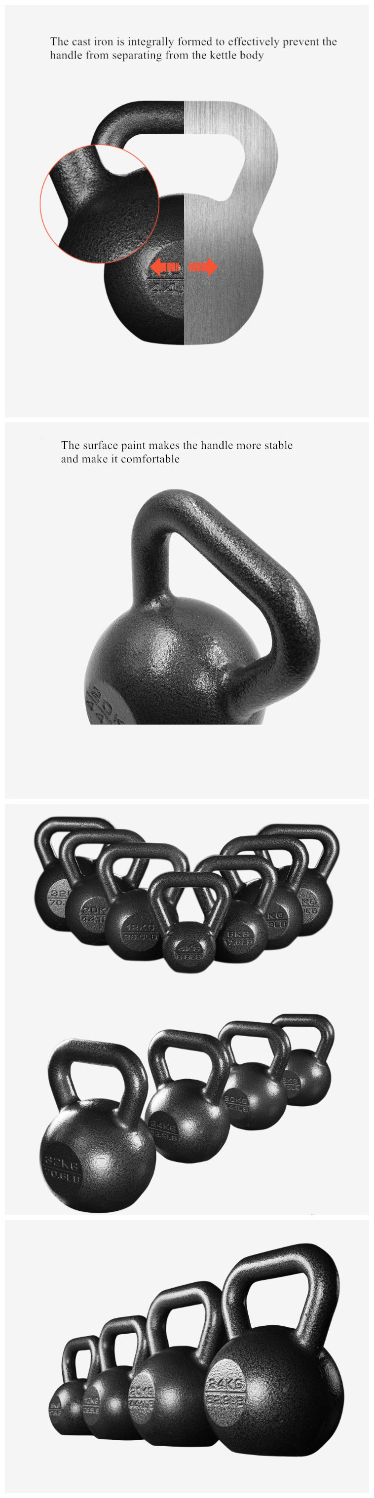 Wholesale gym fitness weightlifting 8kg 10kg 12kg dumbbell kettle bell set cast iron kettlebell for bodybuilding