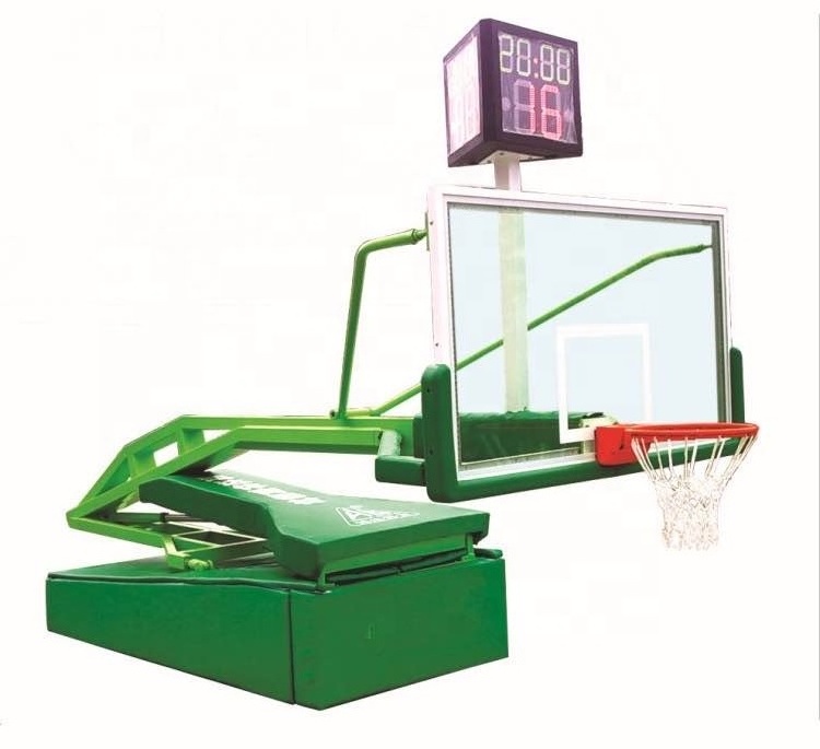 Custom indoor height adjustable basketball post stand foldable manual hydraulic professional used basketball hoops for sale