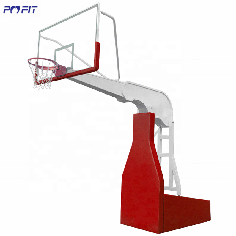 Custom indoor height adjustable basketball post stand foldable manual hydraulic professional used basketball hoops for sale