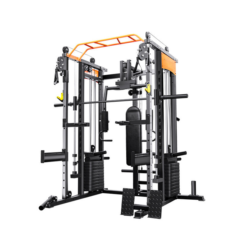 Gym fitness smith machine multi functional trainer cable machine power rack cage bench press chest press gym squat rack