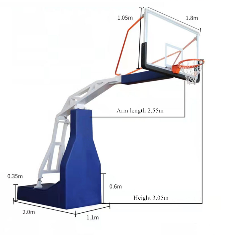 Custom indoor height adjustable basketball post stand foldable manual hydraulic professional used basketball hoops for sale