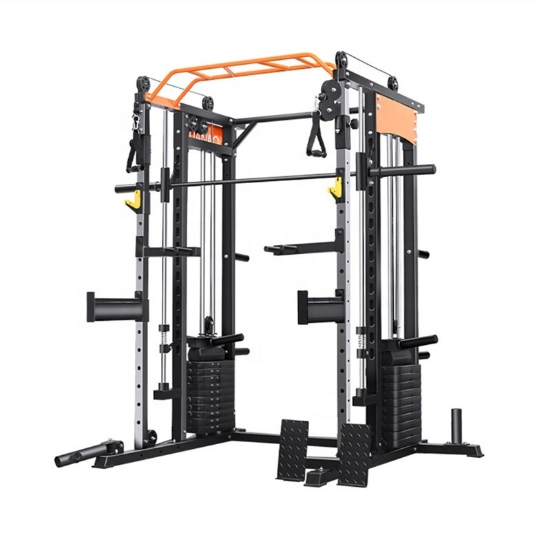 Gym fitness smith machine multi functional trainer cable machine power rack cage bench press chest press gym squat rack