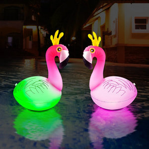 Solar Powered Flamingo Floating Pool Lights, 16 RGB Colors Changing LED Glow Ball Inflatable Flamingo For Outodr Pool Garden