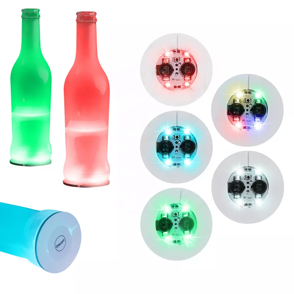 LED Coaster Bottles Stickers Light Flashing Bar Sticker For Decor Halloween Party Decorations Wedding Cups Led Bottle Lights