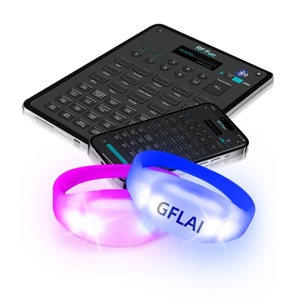 Remote Controlled LED Bracelets Festival Wireless Light Pulsera rfid Party Supplies Light Up Concert Wristband dmx Bracelet leds