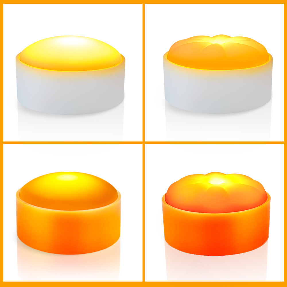 Orange Lights Outdoor Flameless Candles With Timer Waterproof Tea Lights Orange Halloween Puck Fall Pumpkin Jack o Lantern