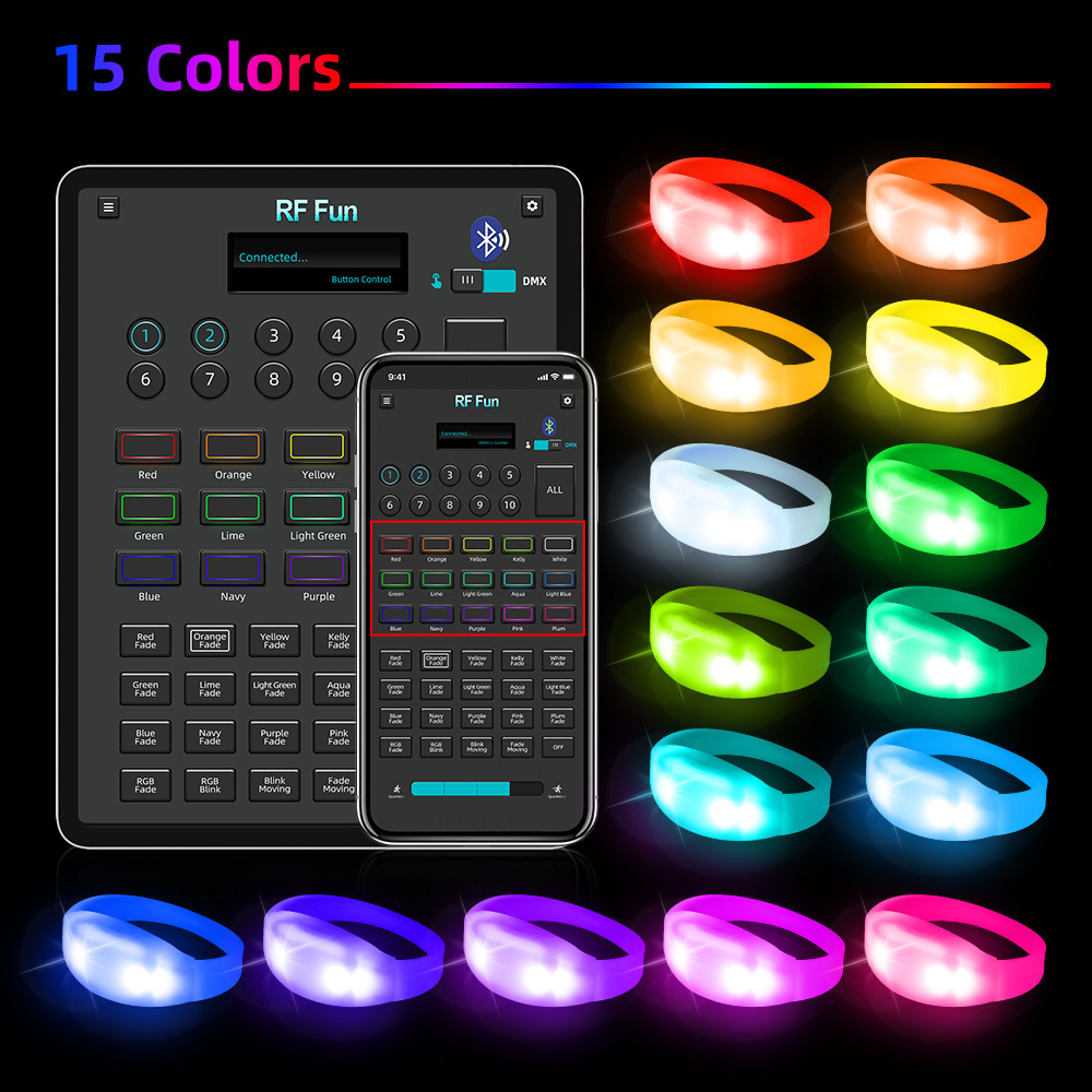 Remote Controlled LED Bracelets Festival Wireless Light Pulsera rfid Party Supplies Light Up Concert Wristband dmx Bracelet leds