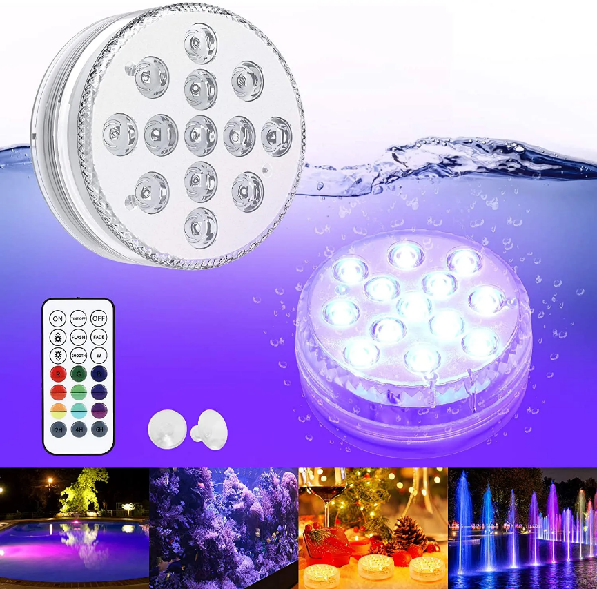 Party Supplies Waterproof Battery Operated Submersible LED Lights Remote Control Underwater Submersible LED Pool Lights