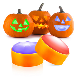 Orange Lights Outdoor Flameless Candles With Timer Waterproof Tea Lights Orange Halloween Puck Fall Pumpkin Jack o Lantern