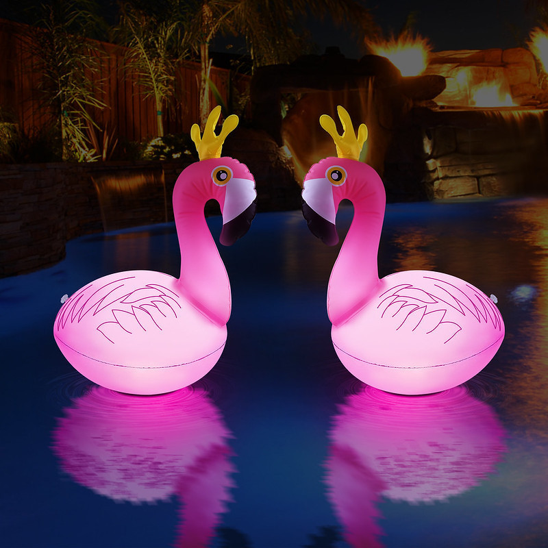 Party Wedding Swimming Pool Inflatable Light Waterproof Floating Pool Light with Remote Control Flamingo Solar Pool Light