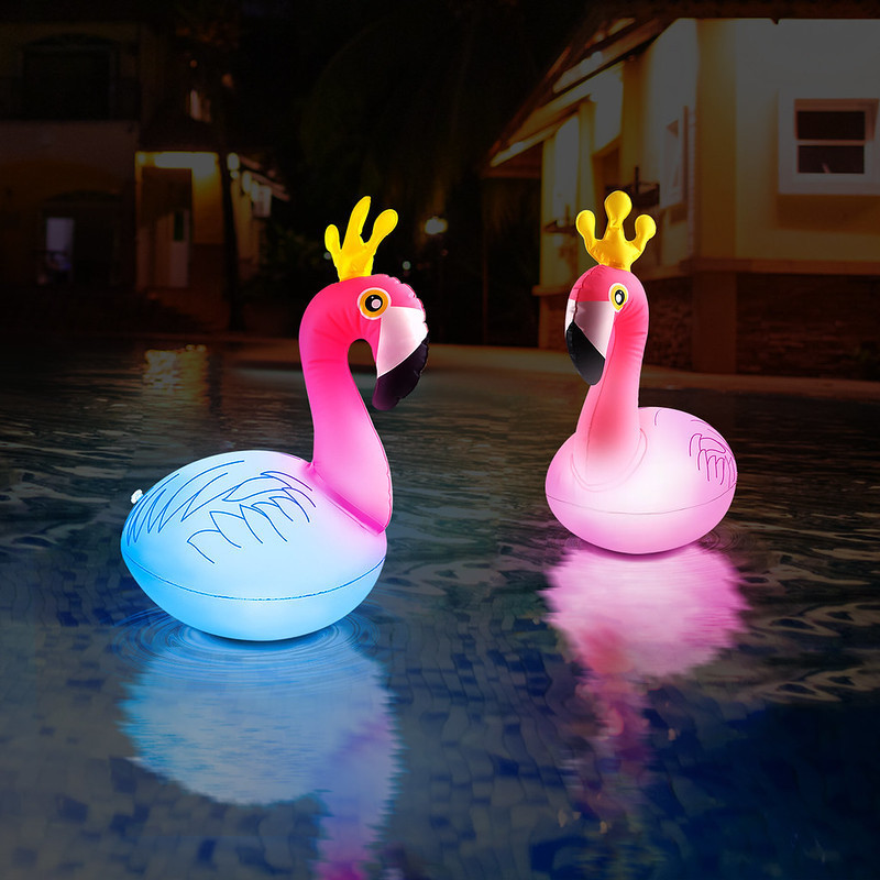 Party Wedding Swimming Pool Inflatable Light Waterproof Floating Pool Light with Remote Control Flamingo Solar Pool Light