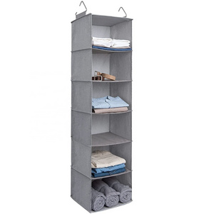 5-Shelf Canvas Hanging Shelves Hanging Closet Organizer for Closet