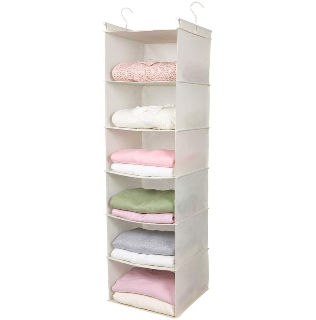 5-Shelf Canvas Hanging Shelves Hanging Closet Organizer for Closet