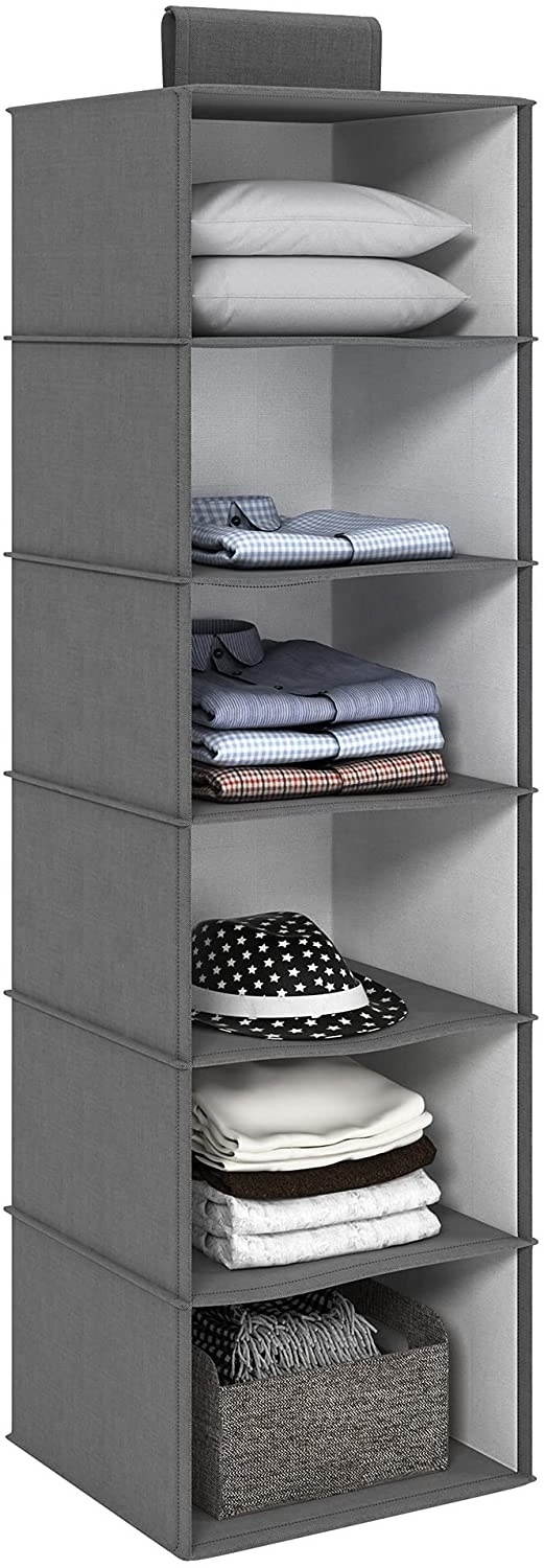 5-Shelf Canvas Hanging Shelves Hanging Closet Organizer for Closet